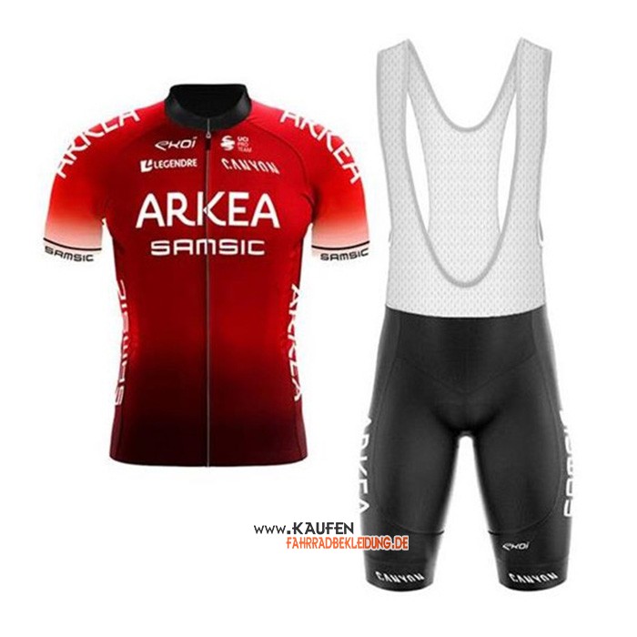 Arkea Samsic Kurzarmtrikot 2020 und Kurze Tragerhose Rot Shwarz